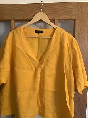 Ladies Yellow Linen  Top By JAEGER SIZE 20 • £8.84