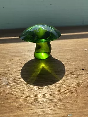 MCM Vintage Viking Glass Green Mushroom Paperweight 2.25 “ X 2.75” • $108