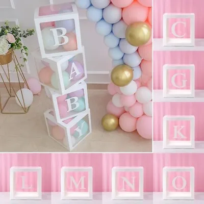 12  Baby Shower Box White Letter Transparent Boxes Wedding Party Decoration Love • £3.69