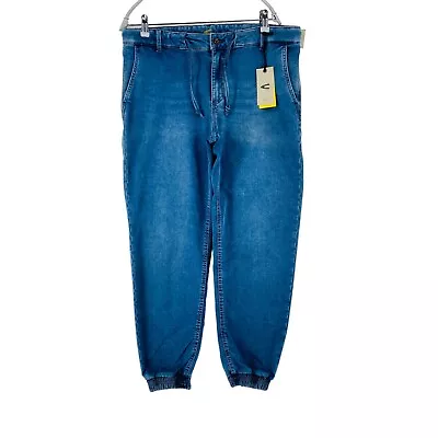 Camel Active Women Blue Mid Waist Loose Fit Cuffed Jeans Sweatpants W30 L32 • £19.99