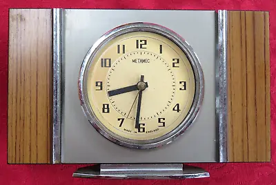 Vintage Metamec Laminate  & Chrome Quartz Mantle Clock. Working. • £6.99