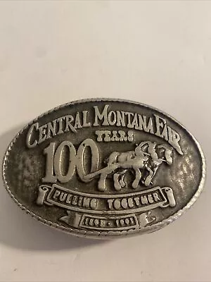 Central Montana Fair 100 Years Pulling Together Belt Buckle 1993 50 Of 500 Horse • $20.99