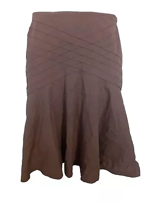 M&S - Chestnut A Line Cotton Un Lined Knee Length Skirt Size 10 • £1
