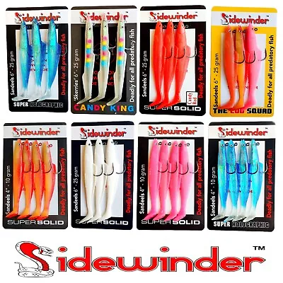 Sidewinder Super Solid  Holo Sandeels  Cod Bass Wrasse Ling Sea Fishing Lures • £9.99