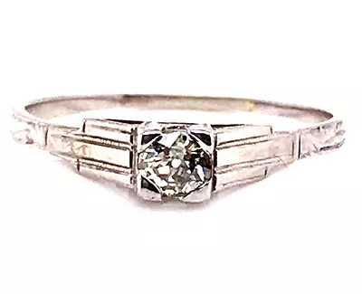 Art Deco Diamond Engagement Ring .26ct Old European 18K Original 1930's Antique • $385
