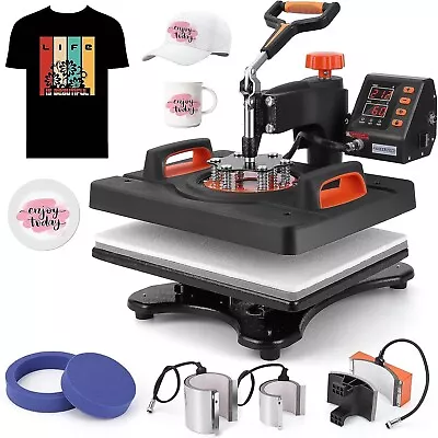 Heat Press Machine For T Shirts 6 In 1 Auto Hat Heat Press Sublimation 800W... • $209.29