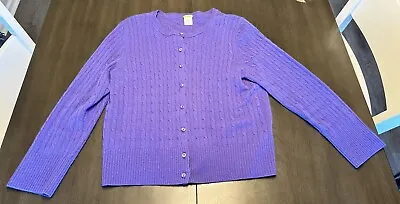 J.Crew 100% Italian Cashmere Cardigan Sweater Purple Size Large Crewneck • $35