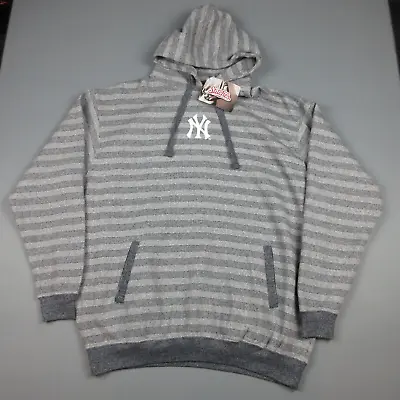 New York Yankees Sweater Mens 2XL Gray Striped Hoodie Sweatshirt MLB Baseball • $39.99