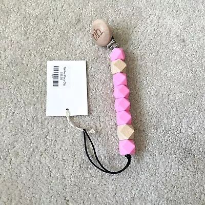 T H Pink & Wood Rubber Beaded Paci Clip Baby New  • $15.68