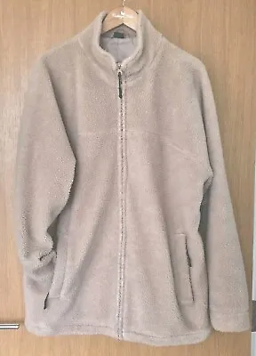 Womens COTTON TRADERS Oatmeal Sherpa Fleece Zip-Up Jacket Size XL • £9.99
