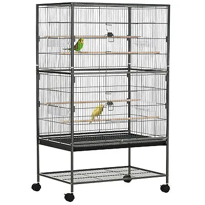 PawHut Large Bird Cage Budgie Cage For Finch Canaries Parrot With Stand Grey • $98.64