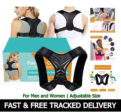 Women Men Posture Corrector Body Brace Back Lumbar Upper Shoulder Support Belt • £6.95