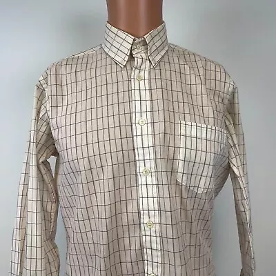 Yves Saint Laurent Plaid Button Down Dress Shirt Vtg 90s Size 15 32-33 • $31.49