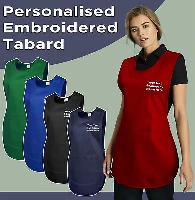 Personalised Custom Embroidered Ladies Pocket Tabard Workwear Text /Logo Apron • £16.85