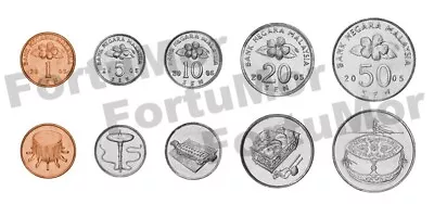 Malaysia UNC 5 Pcs COIN Set  1 5 10 20 50 Sen 2005 2011 • $3.39