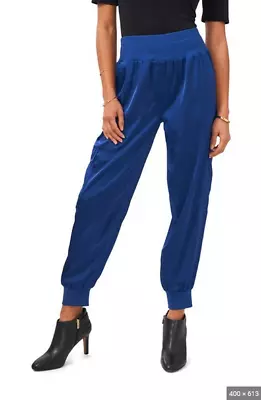 $99 Vince Camuto Women's Satin High Rise Daytime Cargo Pants Blue L • $54.98