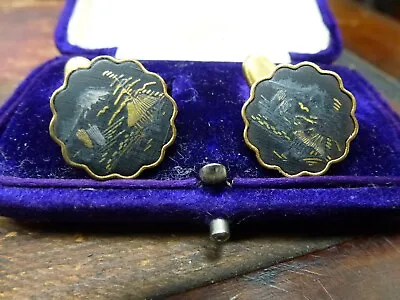 Old Japanese Or Thai Gold Or Silver Gilt Cuff Links In Liverpool Velvet Silk Box • £49.95