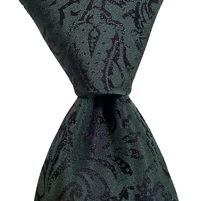 PAL ZILERI Mens 100% Silk Skinny Necktie ITALY Designer Geometric Green/Blue EUC • $34.99