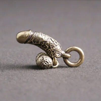  Creative Brass Male Penis Pendant Car Keychain Funny Simulation Chick Mini  • $4.59