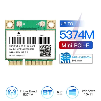 WiFi 6E Mini PCI-E Wireless Network Card MPE-AXE3000H PCIe Adapter Bluetooth 5.2 • $19.54