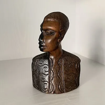 £19.99 • Buy Vintage African Ebony Wood Carving Sculpture Carved Head Face Statue