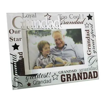 £7.99 • Buy Glass 6 X 4 Photo Frame With Mirror Glass & Glitter Letters - Grandad