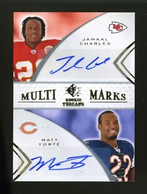 2008 SP Rookie Threads #MMD-8 MATT FORTE/JAMAAL CHARLES Dual Auto RC #016/299 • $44.95