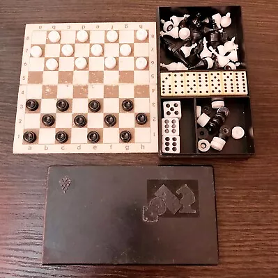 Ukraine Vintage Travel Magnetic Chess Checkers Domino Mini Set Ukraine Sellers • $35