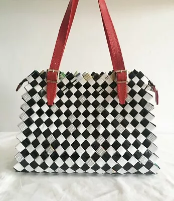 Nahui Ollin Candy Wrapping Paper Medium-Big Purse Bag (with Red Leather Straps) • $145