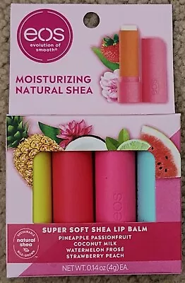 EOS Evolution Of Smooth Super Soft Shea Lip Balm Stick Variety Pack Of 4 Balms • $19.99