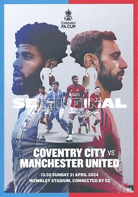 FA CUP SEMI FINAL 2024 Manchester United V Coventry - Official Match Programme • £5.99