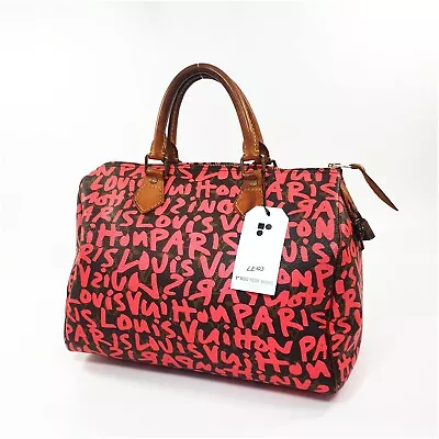 Authentic Louis Vuitton Speedy 30 Monogram Graffiti Fuchsia M93704 Genuine LE103 • £1021.43