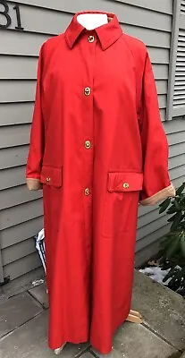 Bonnie Cashin Red Wool Lined Vtg 1970s Women's Trench Swing Coat Jacket Size 14 • $149.99