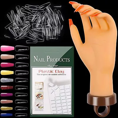 EBANKU Nail Practice Hand Flexible Fake Hand Model Acrylic Nail Art Training H • £19.95