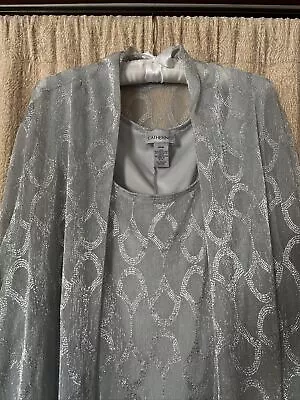 WM Size 30W Top W/ Jacket Silver Metallic Mother Of The Bride Formal Excellent • $24.95