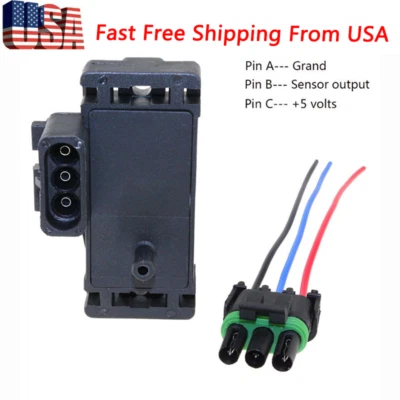 $13.51 • Buy 2 BAR MAP SENSOR FOR GM TURBO BOOST W/Plug ELECTROMOTIVE MEGASQUIRT 16040609
