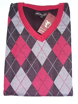 St Patrick Mens Sweater Vest Red Argyle Front Solid Back V-neck 2XL XXL • $49