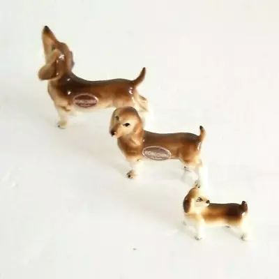Vintage Miniature Dachshund Dog Figurines Bone China Set Of 3 Japan • $17.50