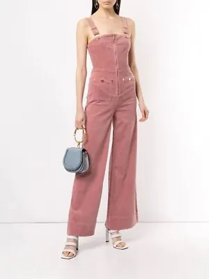 $100 • Buy ALICE MCCALL QUINCY  Corduroy Pink Wide Leg Flare Overall S 6