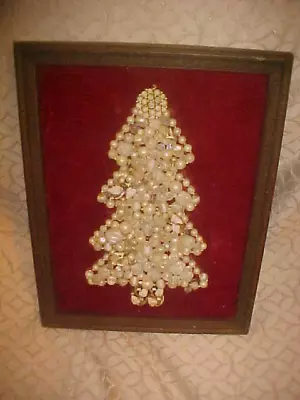 Vintage JEWELRY CHRISTMAS TREE Wall Hamging Red Velvet And White Jewelry • $9.99