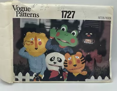 Vogue Patterns 1727 Animal Masks COSPLAY Halloween • $10.23