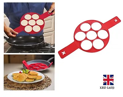 Silicone PANCAKE MAKER 7 Ring Non Stick Mould Cooking Egg Omelette Tool Flip UK • £3.58