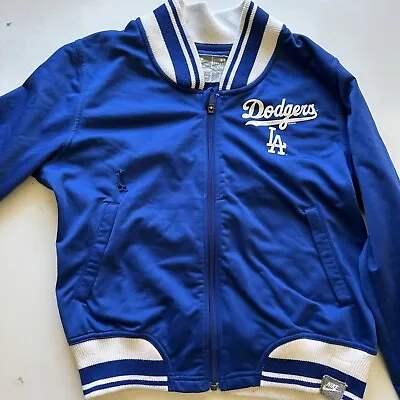 Vintage LA Dodgers Blue Satin Bomber Jacket Nike MLB Medium M Womens Vtg 11122 • $74.33