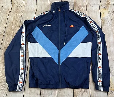 Ellesse LN Navy Blue Gerano Full Zip Hidden Hood Windbreaker Track Jacket Size M • $25