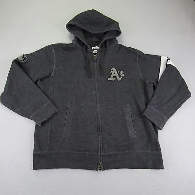 Oakland A's Hoodie Mens XL Gray Majestic Full Zip Up Sweater Jacket MLB Baseball • $31.98