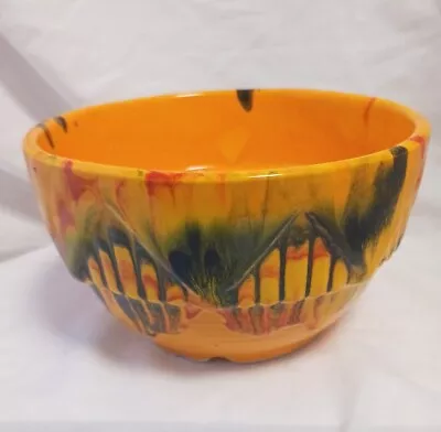 California Original CFP USA F10 Vintage Pottery Planter 1970s Ribbed Drip Glaze • $29