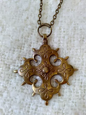 Vintage Bronze KALEVALA KORU KK Finland – Bronze Cross Necklace (Riipus-1091) • $55