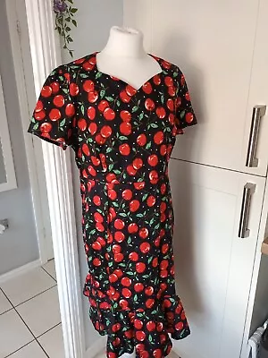 BNWOT - Ladies Size 18 Spring Summer Knee Length Cherry Print Dress • £12.99