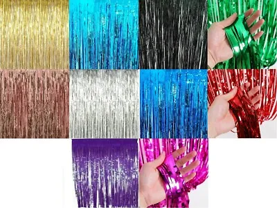 £2.40 • Buy Metallic Fringe Shimmer Foil Curtain Party Tinsel Backdrop Decor