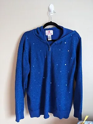 Quacker Factory Blue Sparkle Hoodie Zip Up XL • $22